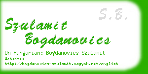 szulamit bogdanovics business card